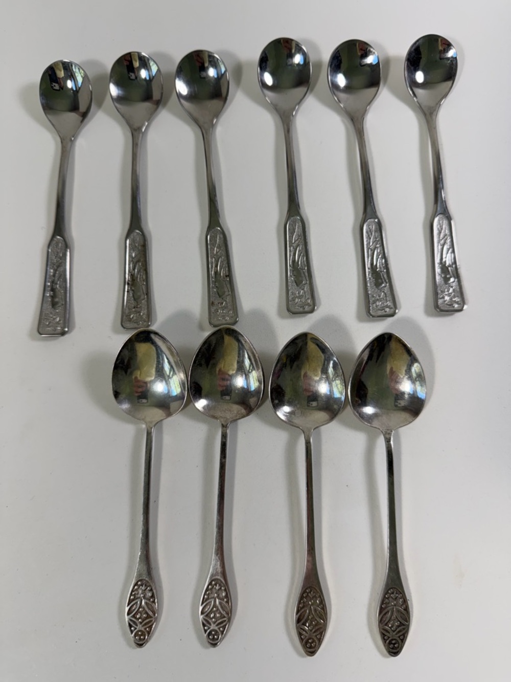 Lot 10 2 Sets of Demitasse Espresso Spoons stainless & Sterling